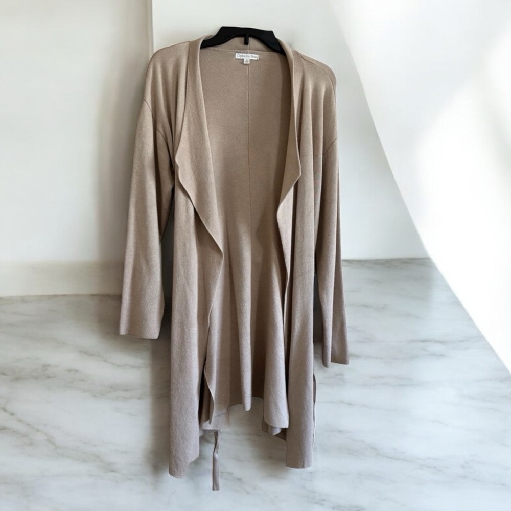 Women's Tan Open Front Cardigan Sweater